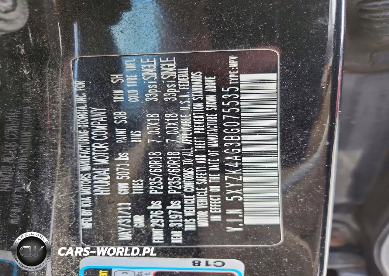 2011 Hyundai Santa Fe Limited VIN:5XYZK4AG3BG075535 - 13