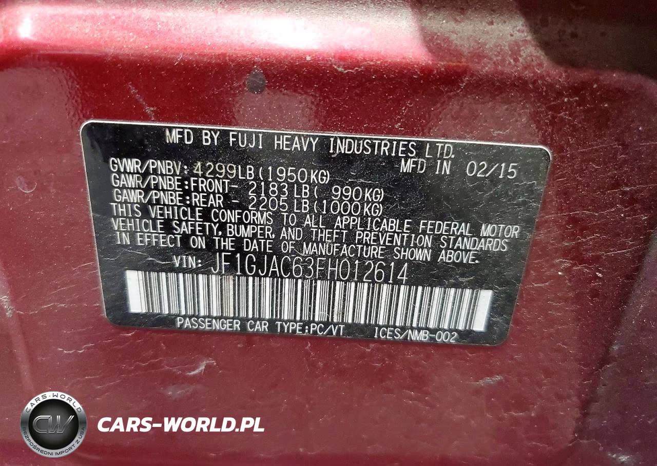2015 Subaru Impreza Premium VIN:JF1GJAC63FH012614 - 12