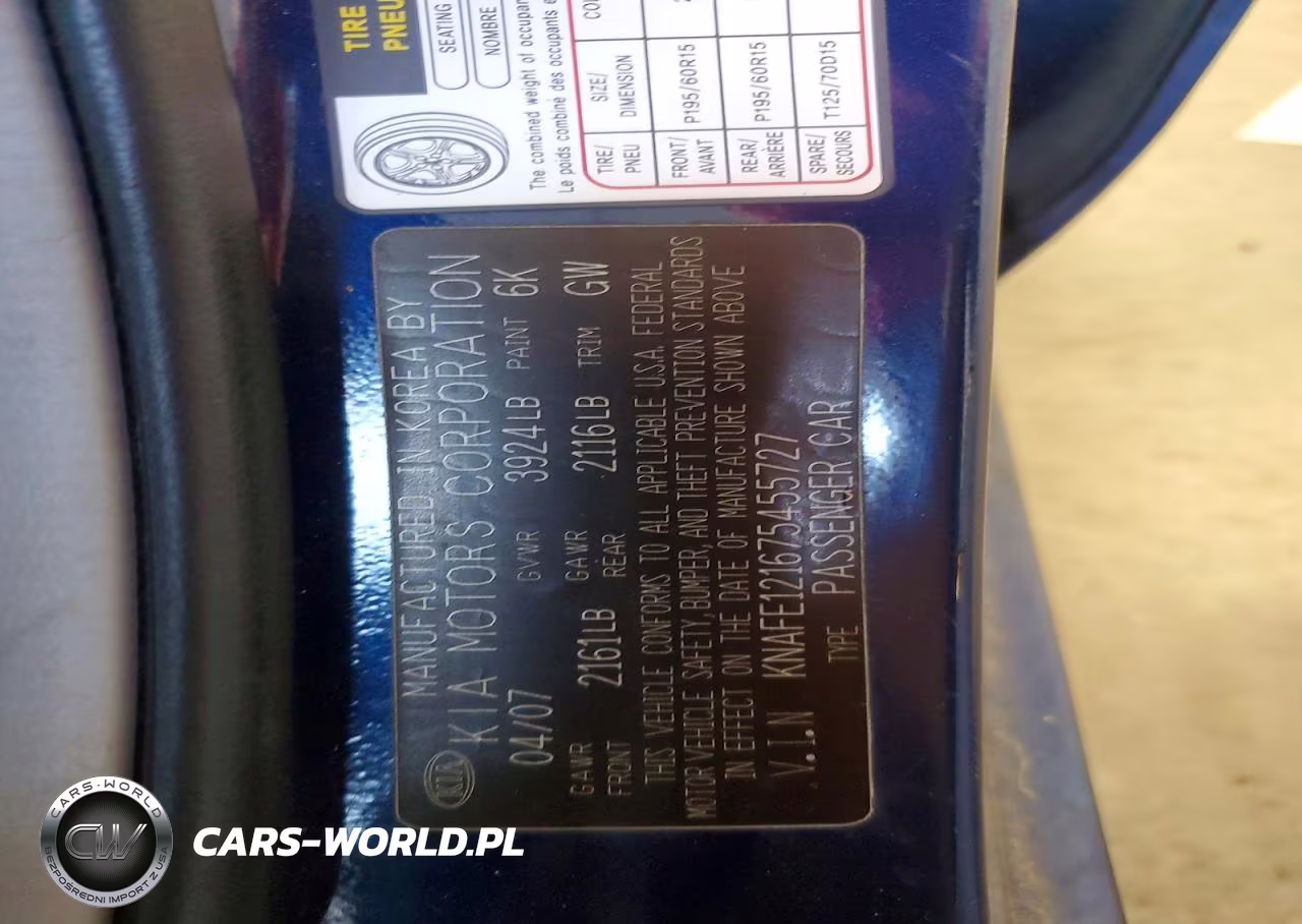 2007 Kia Spectra Lx VIN:KNAFE121675455727 - 12