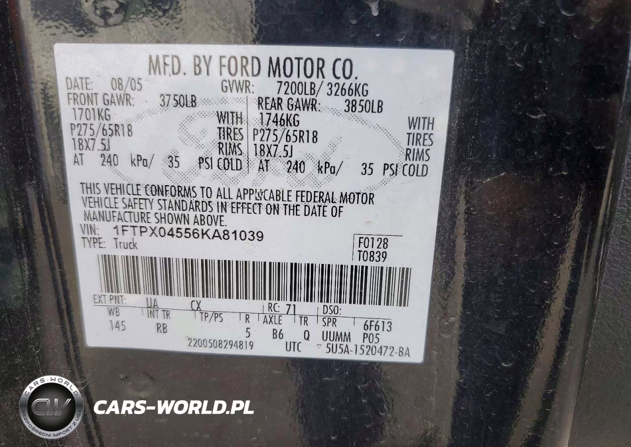 2006 Ford F150 VIN:1FTPX04556KA81039 - 12