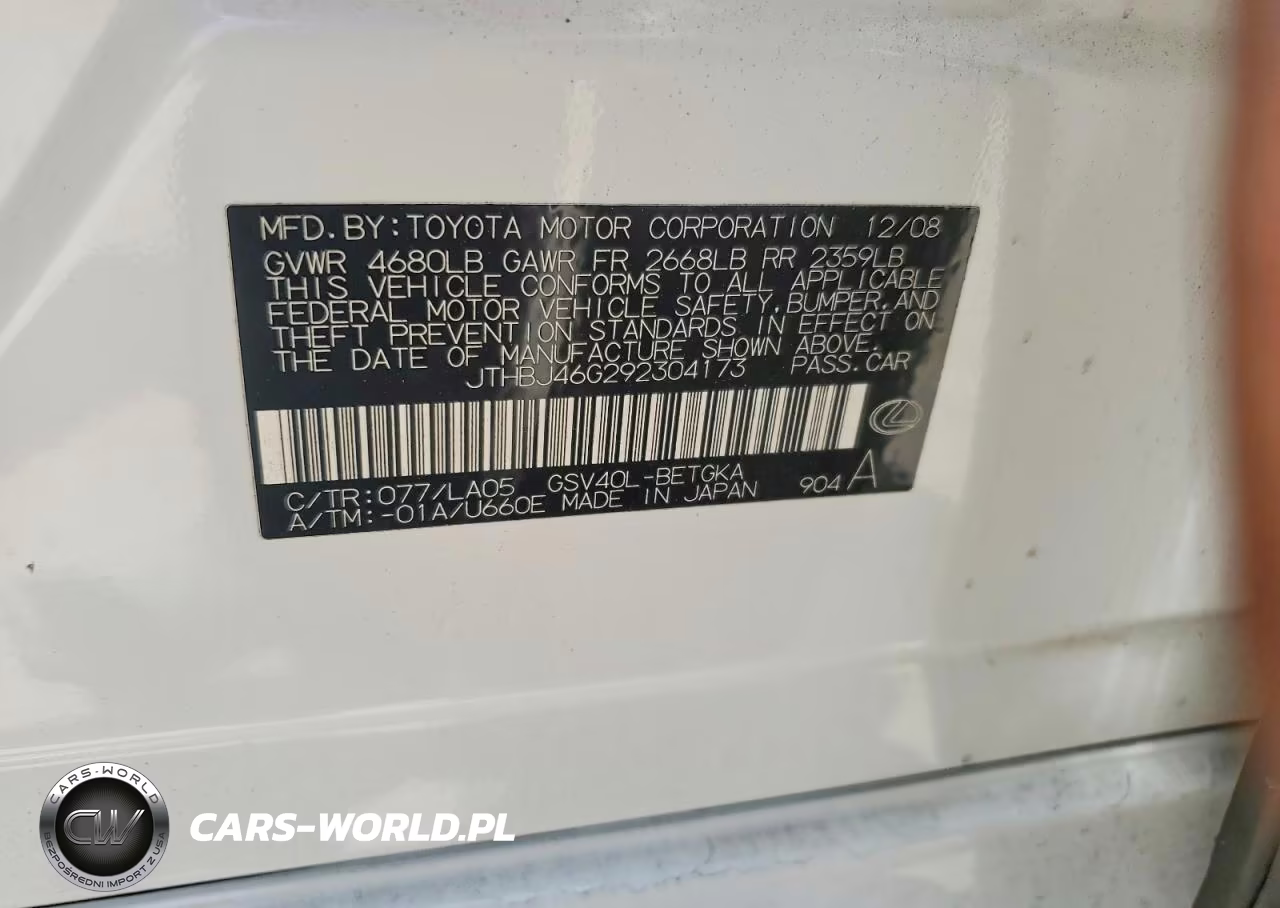 2009 Lexus Es 350 VIN:JTHBJ46G292304173 - 12