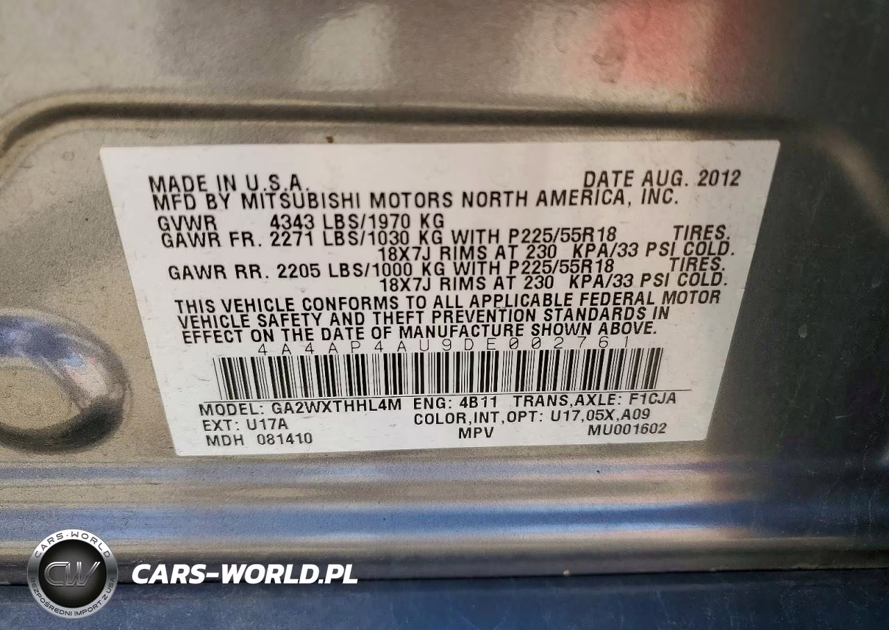 2013 Mitsubishi Outlander Sport Se VIN:4A4AP4AU9DE002761 - 13