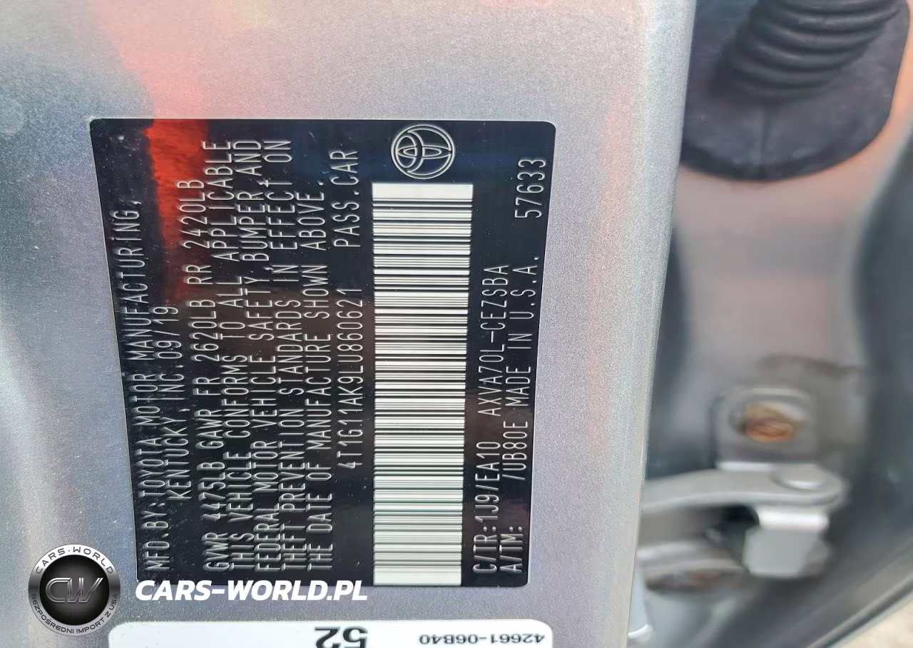 2020 Toyota Camry Se VIN:4T1G11AK9LU860621 - 12