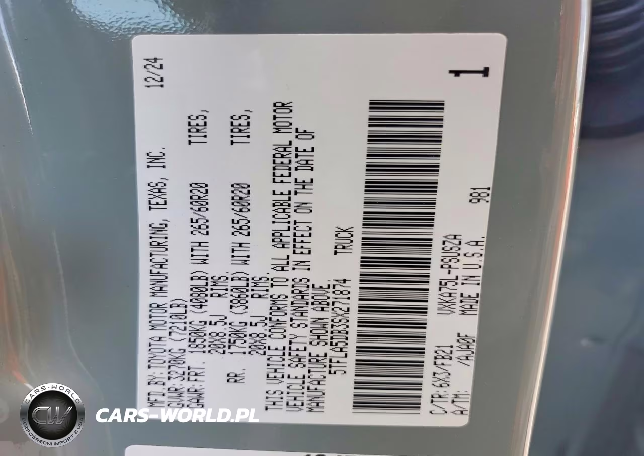 2025 Toyota Tundra Sr5 VIN:5TFLA5DB3SX271874 - 12