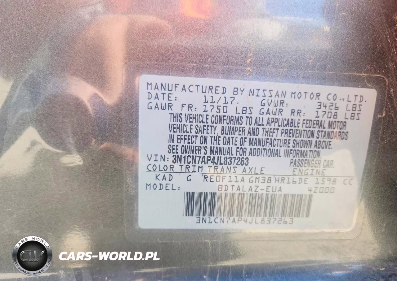 2018 Nissan Versa S Plus VIN:3N1CN7AP4JL837263 - 12