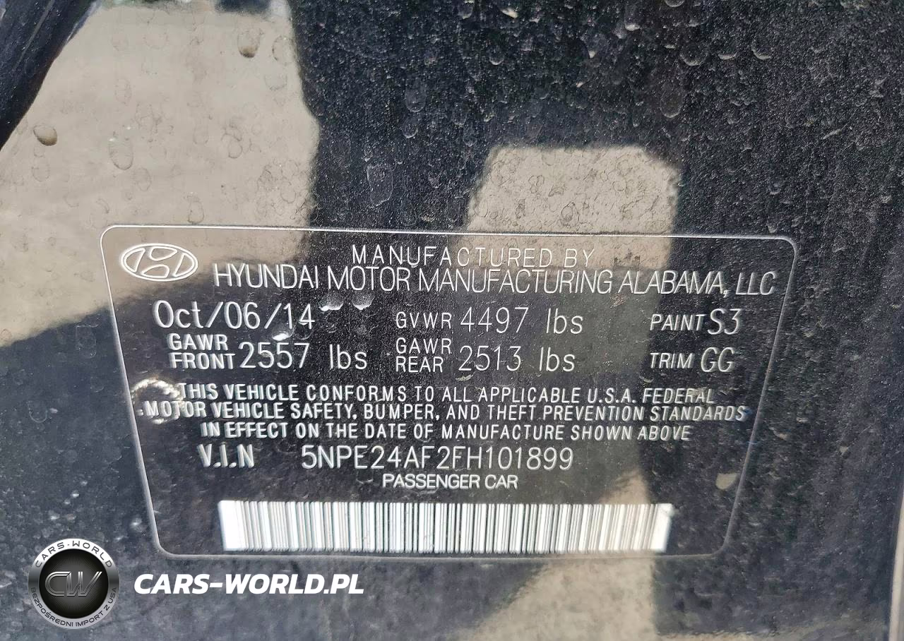 2015 Hyundai Sonata Se VIN:5NPE24AF2FH101899 - 12