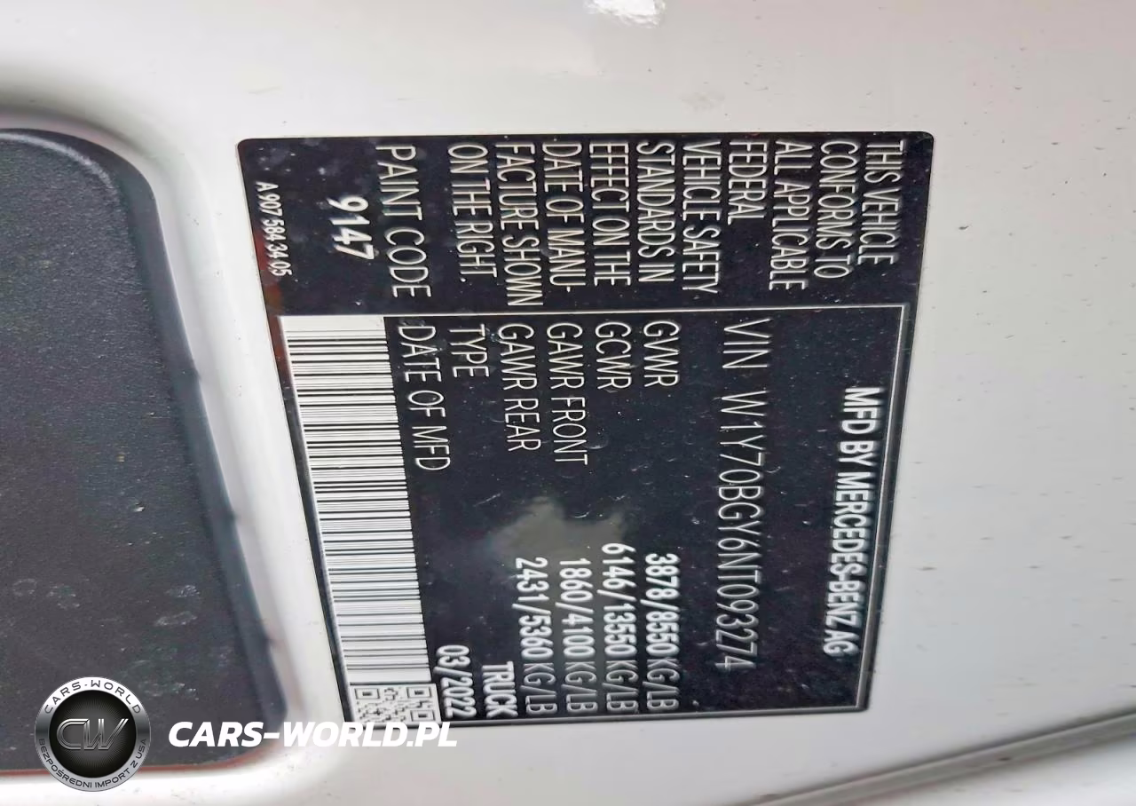 2022 Mercedes-Benz Sprinter 1500 VIN:W1Y70BGY6NT093274 - 13