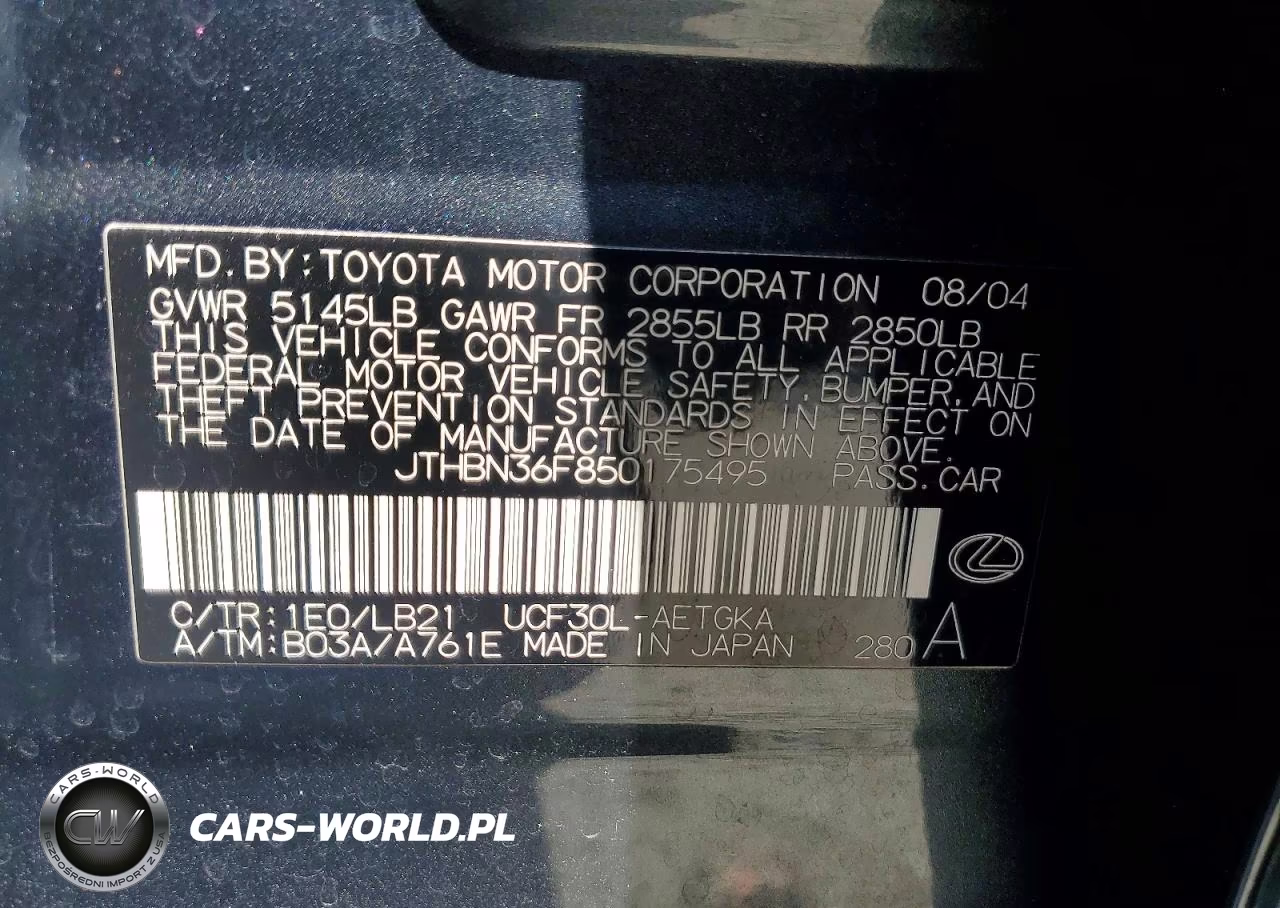 2005 Lexus Ls 430 VIN:JTHBN36F850175495 - 12