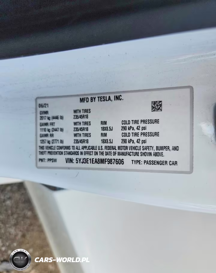 2021 Tesla Model 3 VIN:5YJ3E1EA8MF987606 - 12