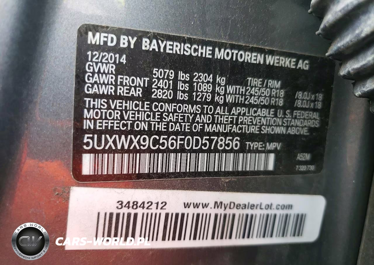 2015 BMW X3 xDrive28I VIN:5UXWX9C56F0D57856 - 13