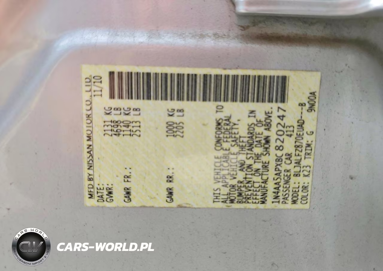2011 Nissan Maxima VIN:1N4AA5APXBC820247 - 12
