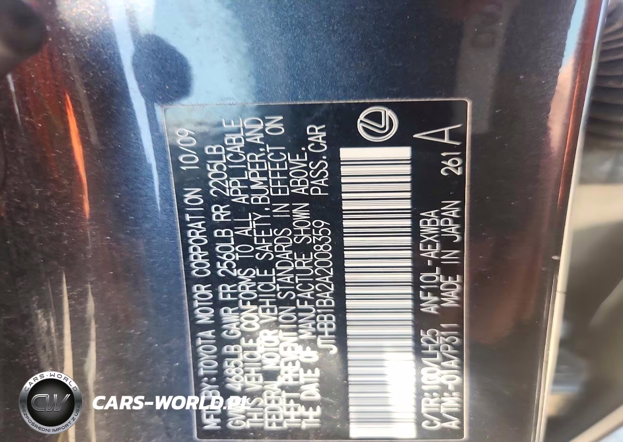2010 Lexus Hs 250H VIN:JTHBB1BA2A2008359 - 12