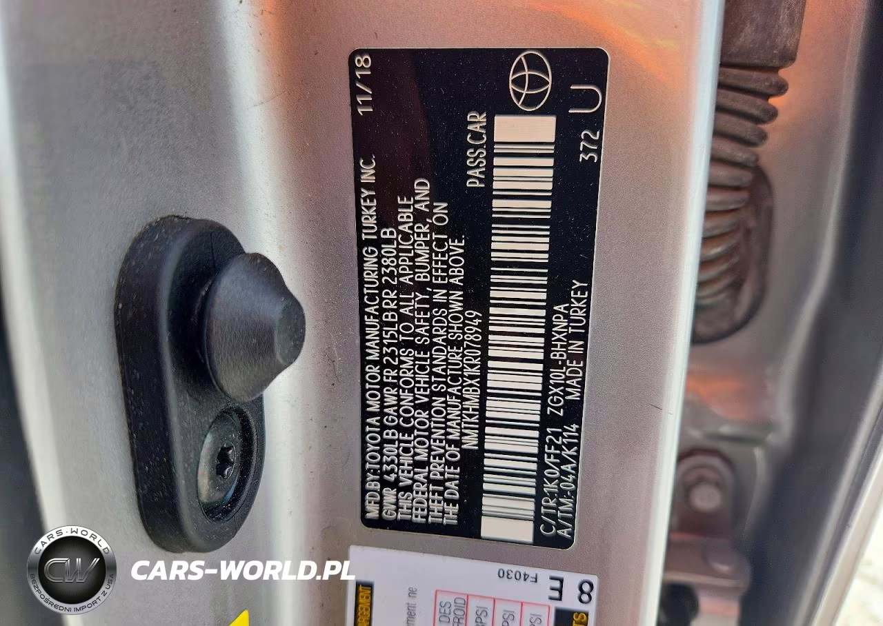 2019 Toyota C-Hr Xle VIN:NMTKHMBX1KR078949 - 12