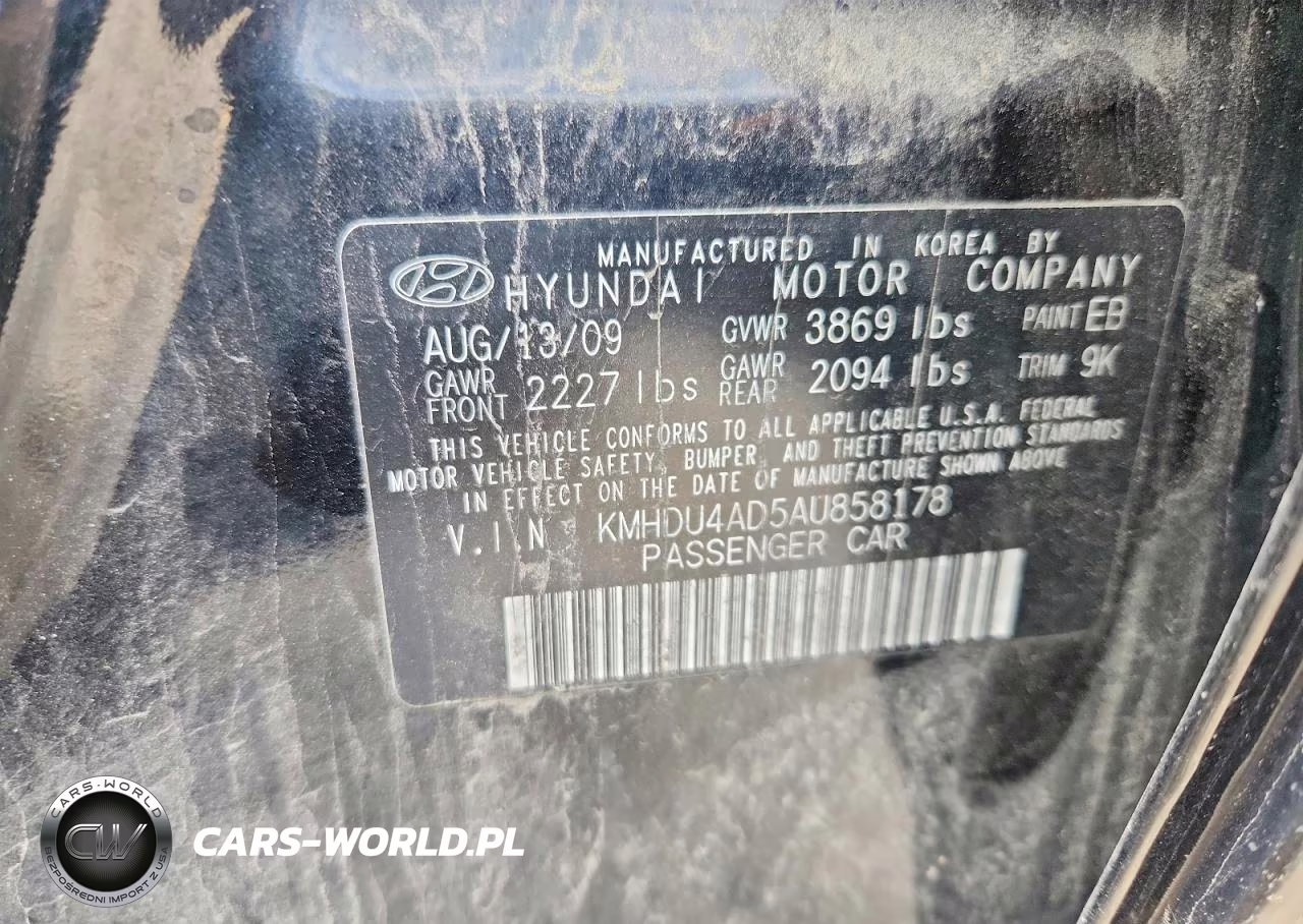 2010 Hyundai Elantra Gls VIN:KMHDU4AD5AU858178 - 12