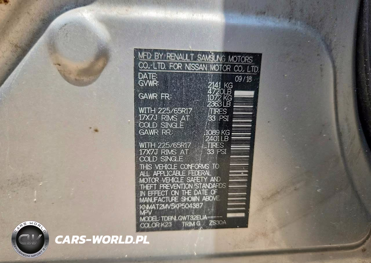 2019 Nissan Rogue Sv VIN:KNMAT2MV5KP504387 - 13