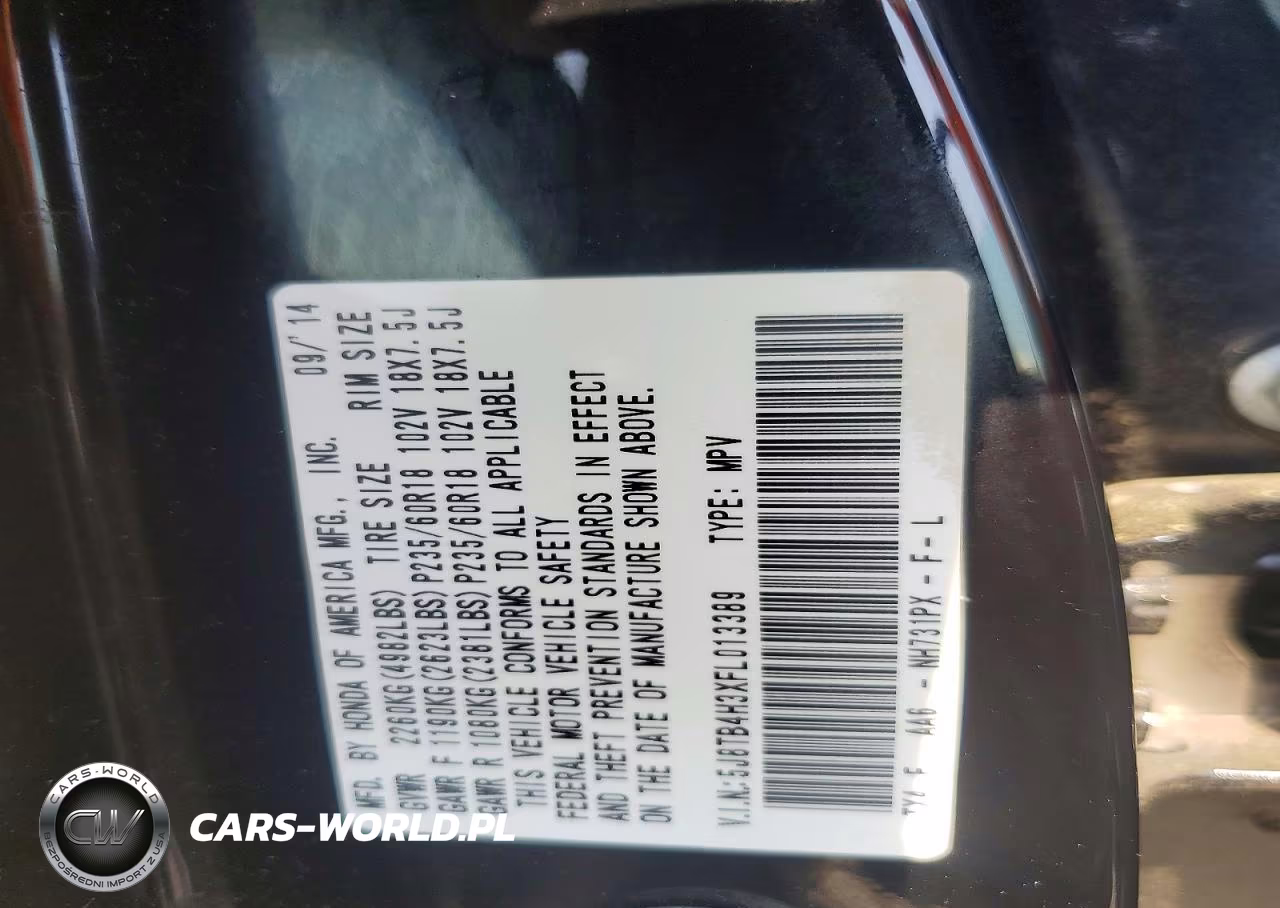 2015 Acura Rdx VIN:5J8TB4H3XFL013389 - 14