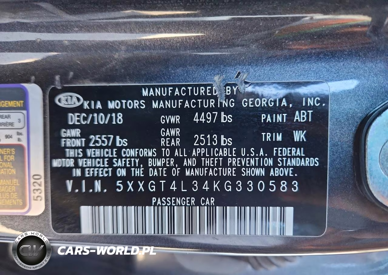 2019 Kia Optima S VIN:5XXGT4L34KG330583 - 12