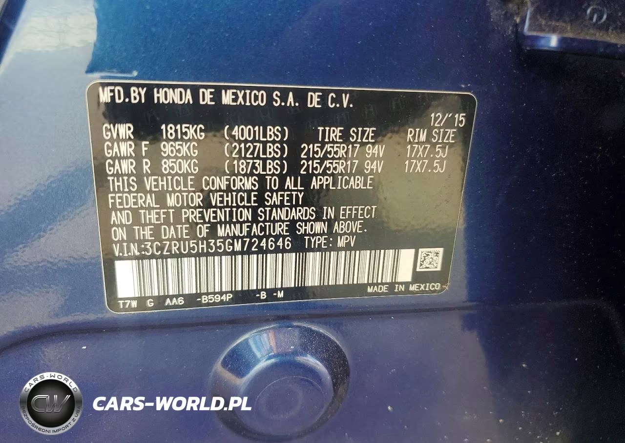 2016 Honda Hr-V Lx VIN:3CZRU5H35GM724646 - 13
