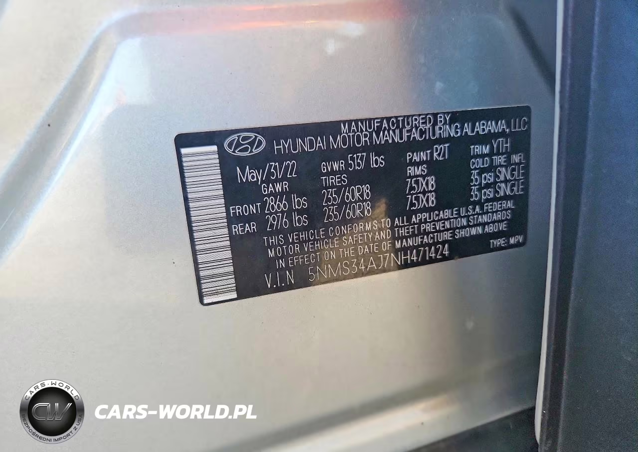 2022 Hyundai Santa Fe Sel VIN:5NMS34AJ7NH471424 - 13