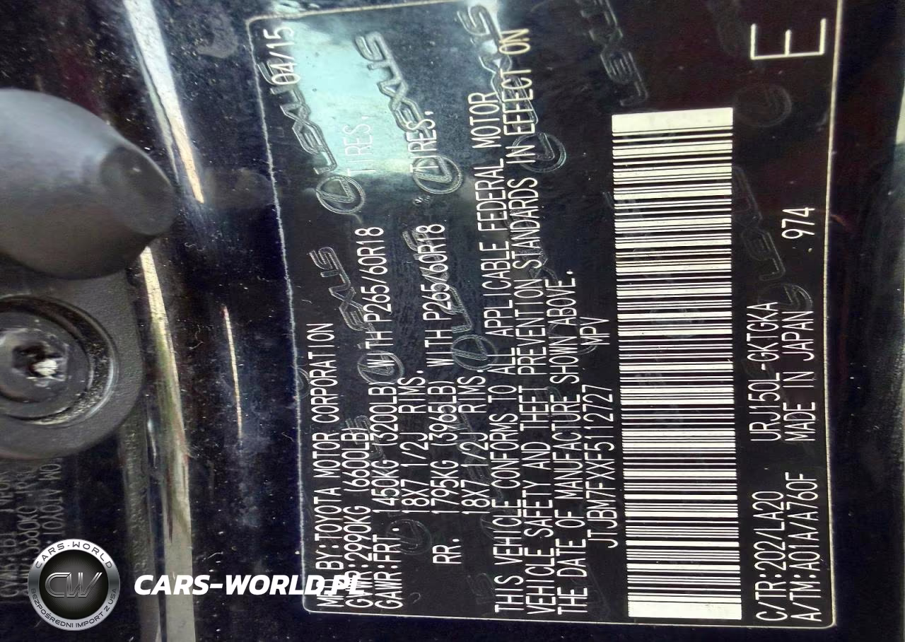 2015 Lexus Gx 460 VIN:JTJBM7FXXF5112727 - 12