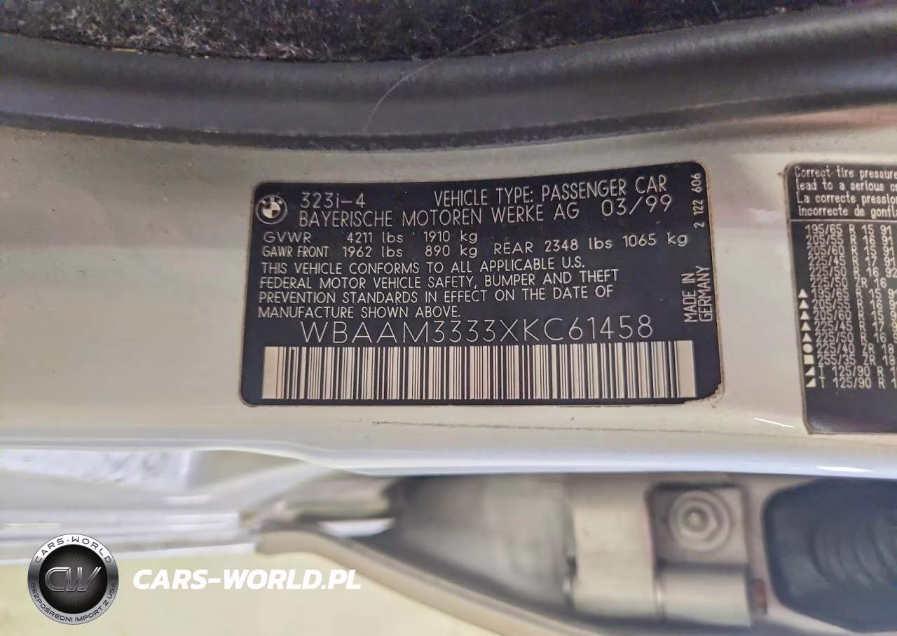 1999 BMW 323 I VIN:WBAAM3333XKC61458 - 12