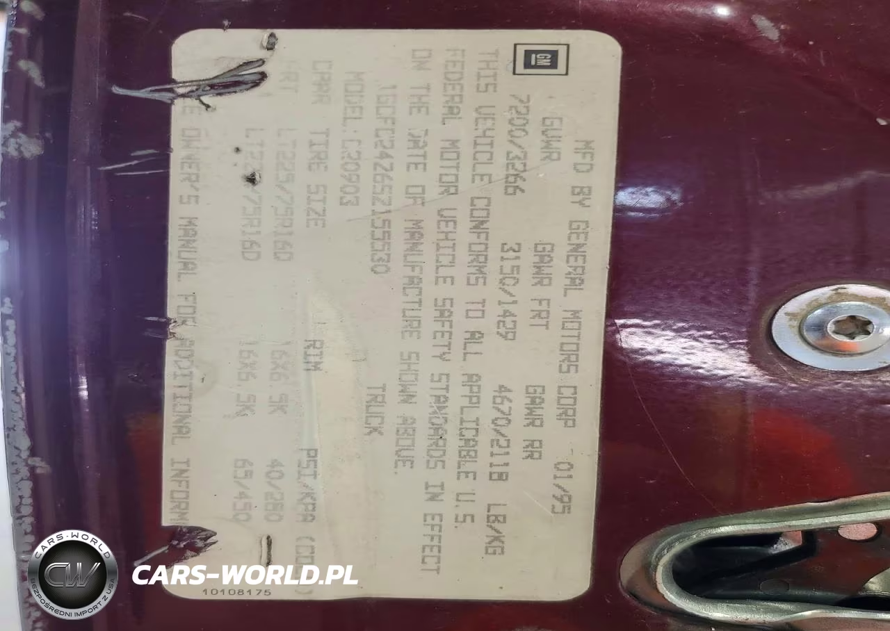 1995 Chevrolet Gmt-400 C2500 VIN:1GCFC24Z6SZ155530 - 12