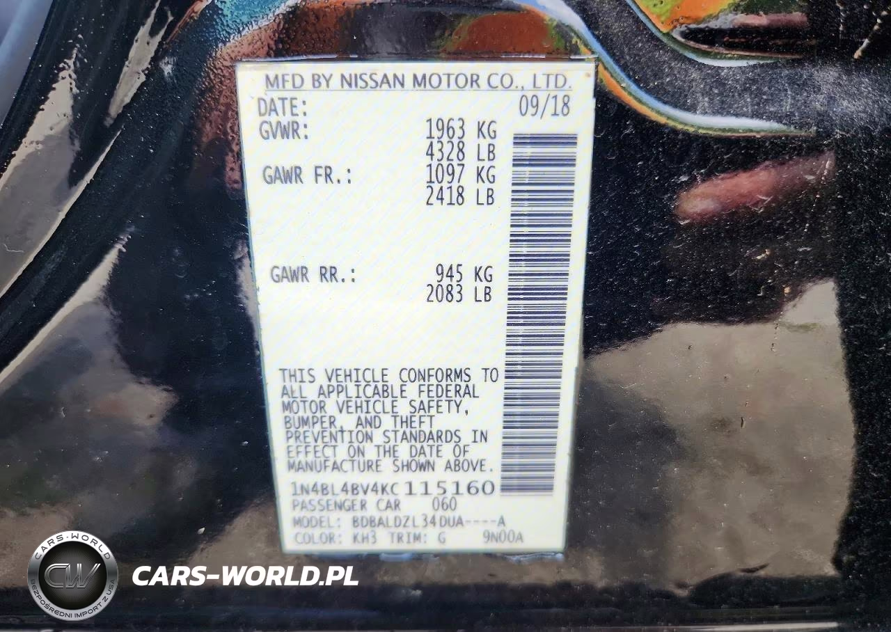 2019 Nissan Altima S VIN:1N4BL4BV4KC115160 - 12