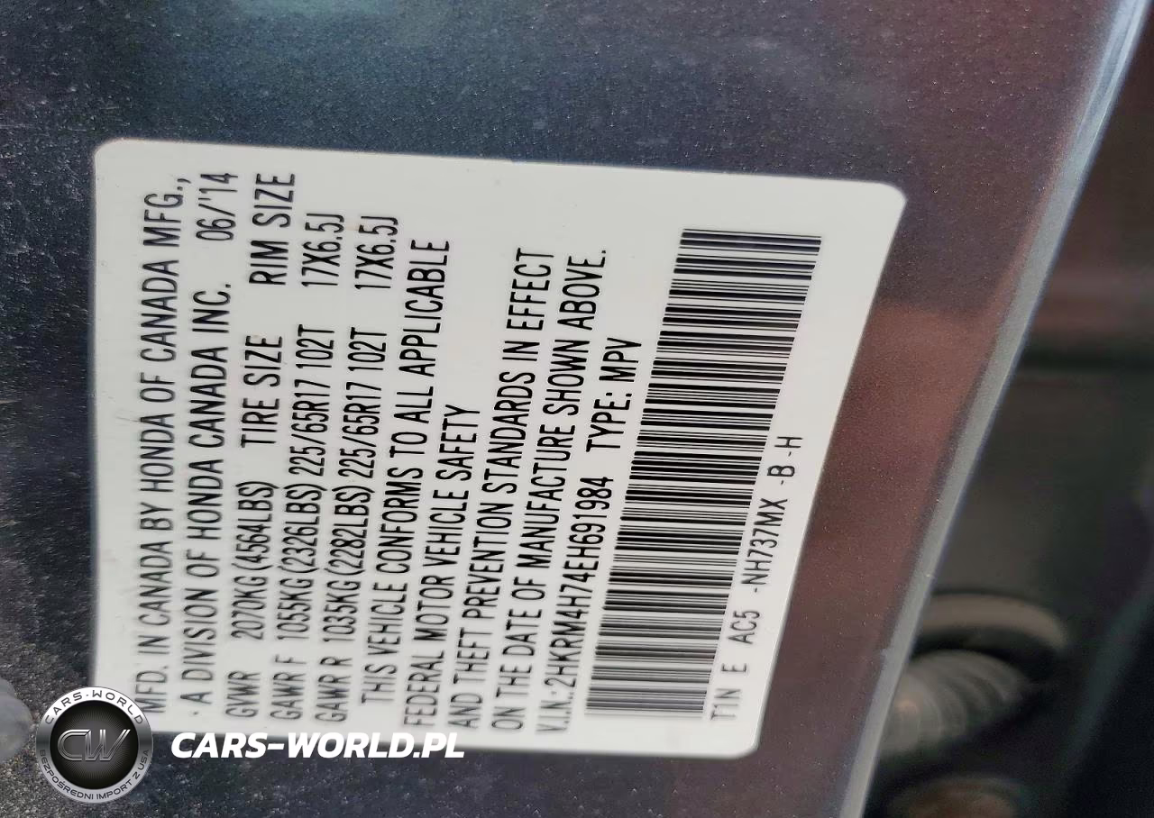 2014 Honda Cr-V Exl VIN:2HKRM4H74EH691984 - 13