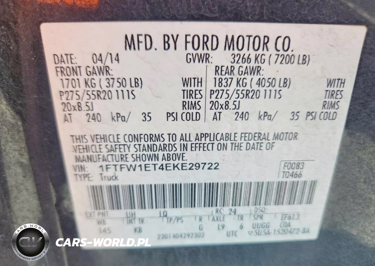 2014 Ford F150 Supercrew VIN:1FTFW1ET4EKE29722 - 12