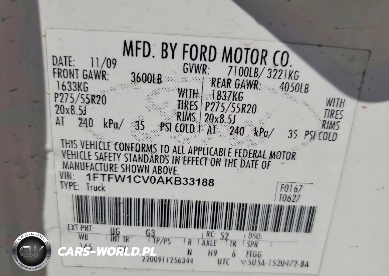 2010 Ford F150 Supercrew VIN:1FTFW1CV0AKB33188 - 12
