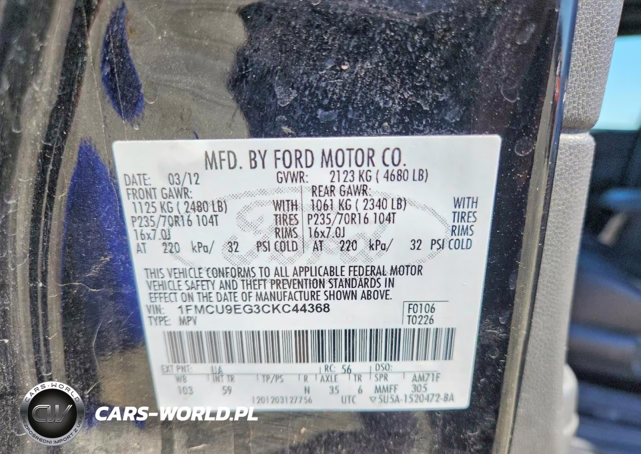 2012 Ford Escape Limited VIN:1FMCU9EG3CKC44368 - 13
