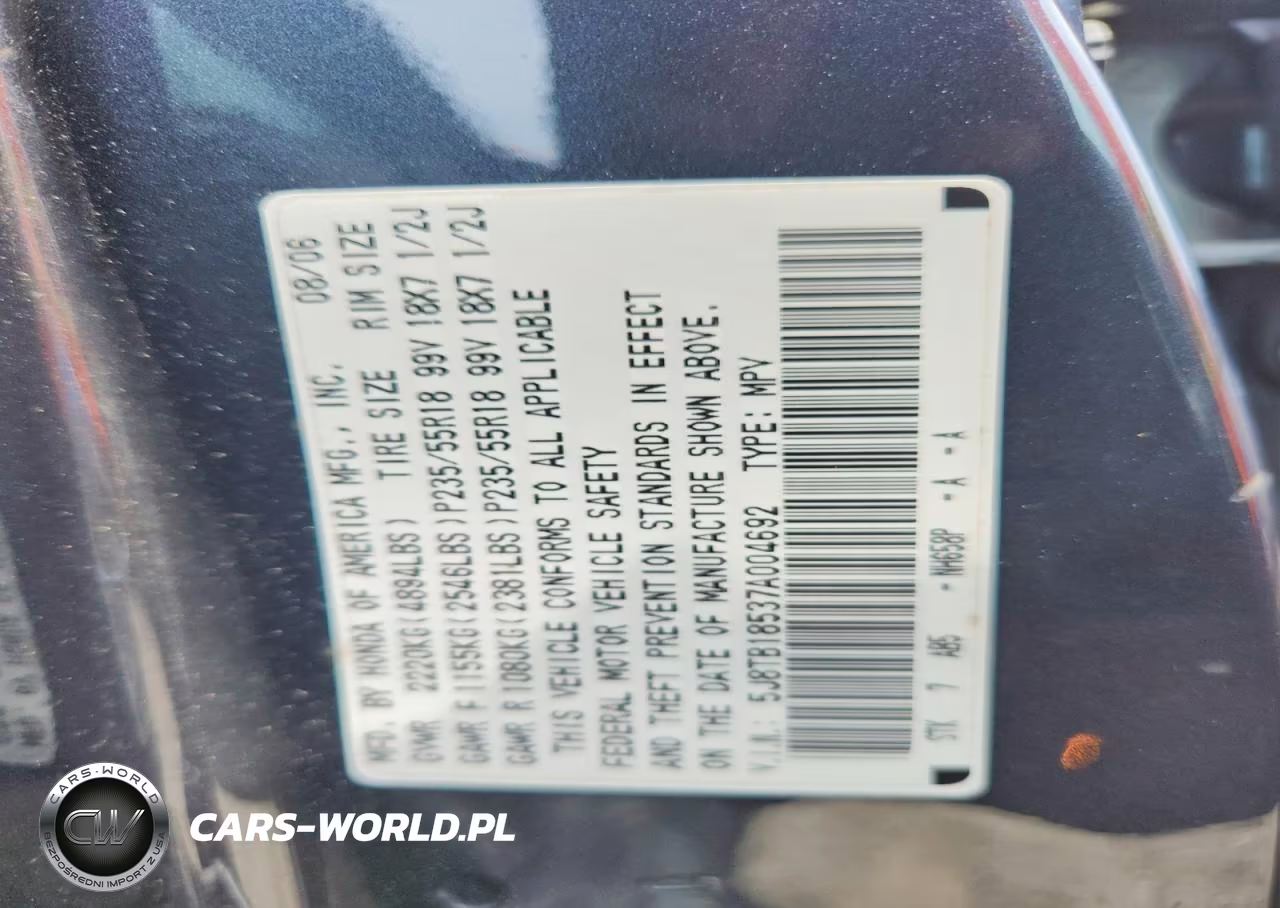 2007 Acura Rdx Technology VIN:5J8TB18537A004692 - 13