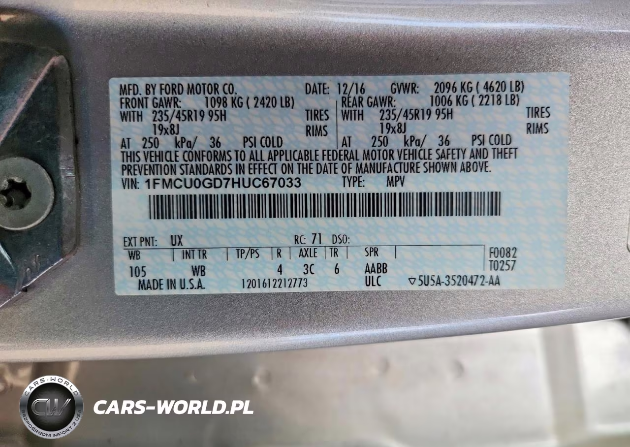 2017 Ford Escape Se VIN:1FMCU0GD7HUC67033 - 12