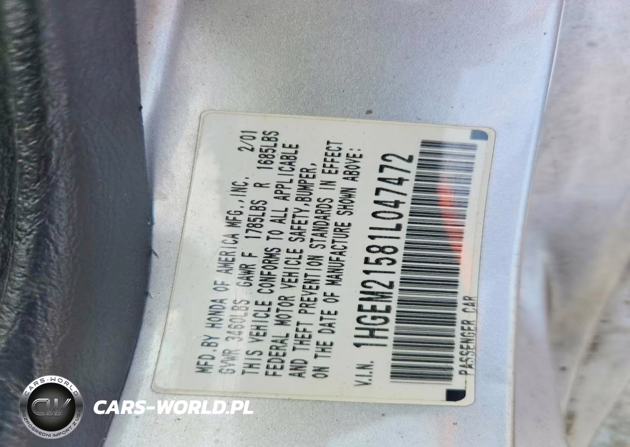 2001 Honda Civic Lx VIN:1HGEM21581L047472 - 12