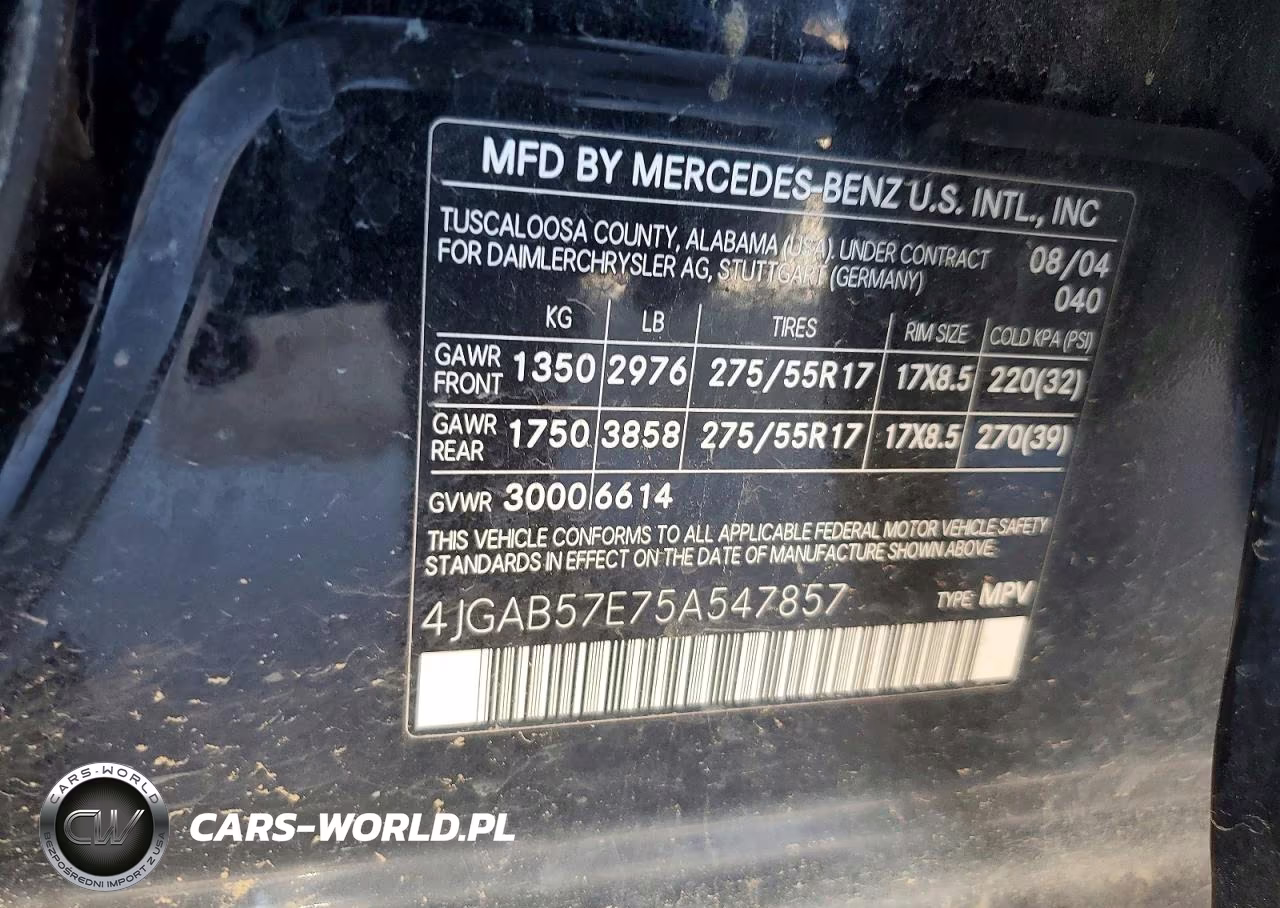 2005 Mercedes-Benz Ml 350 VIN:4JGAB57E75A547857 - 13