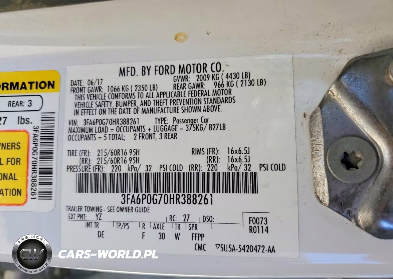 2017 Ford Fusion S VIN:3FA6P0G70HR388261 - 12