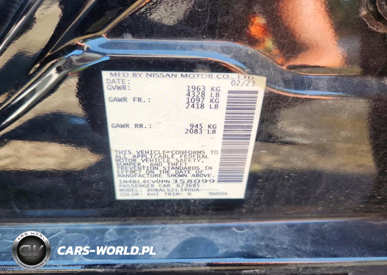 2023 Nissan Altima Sr VIN:1N4BL4CV0PN358099 - 12