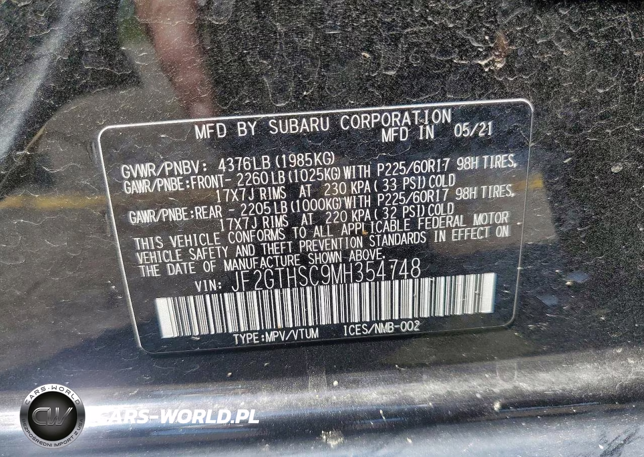 2021 Subaru Crosstrek Sport VIN:JF2GTHSC9MH354748 - 13