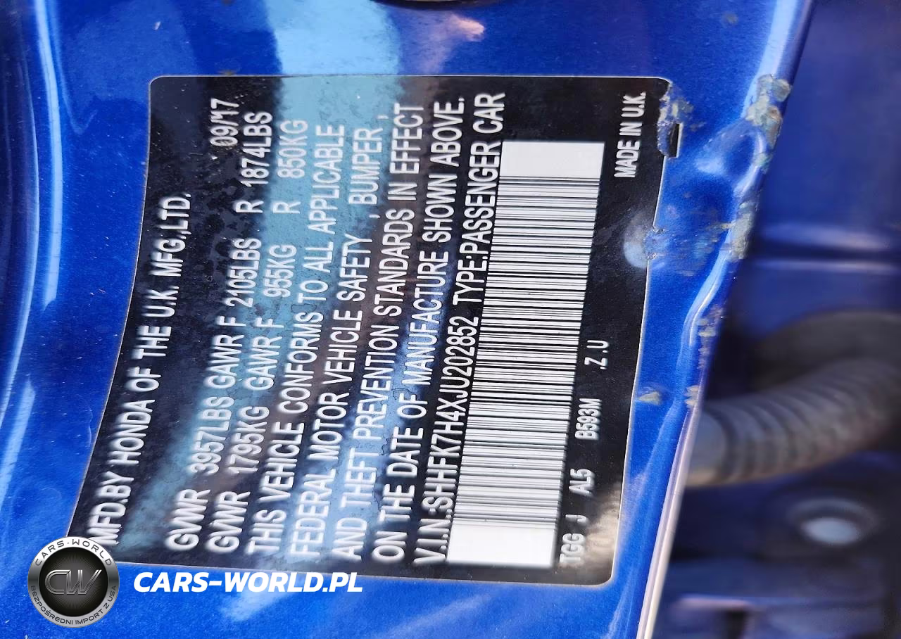 2018 Honda Civic Sport VIN:SHHFK7H4XJU202852 - 13