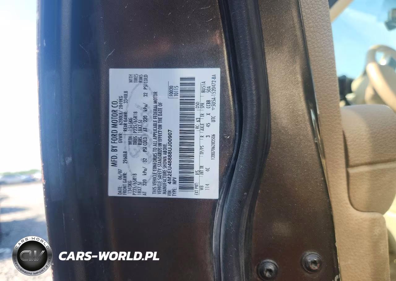 2008 Mercury Mountaineer Premier VIN:4M2EU48888UJ00907 - 12