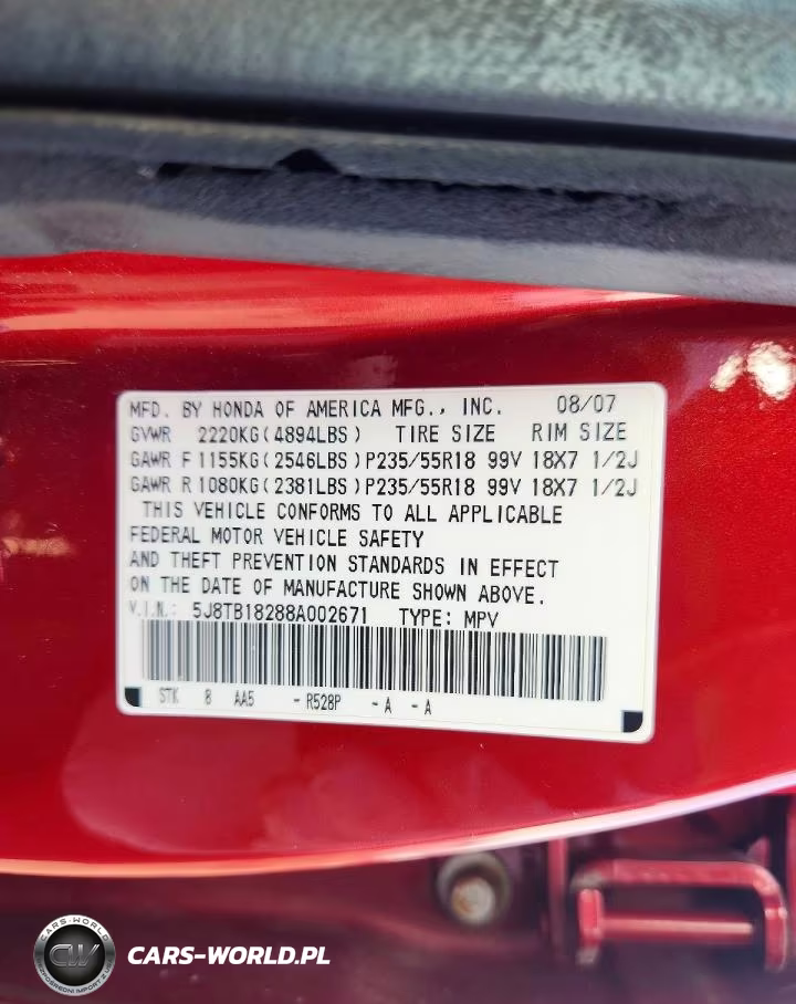 2008 Acura Rdx VIN:5J8TB18288A002671 - 12