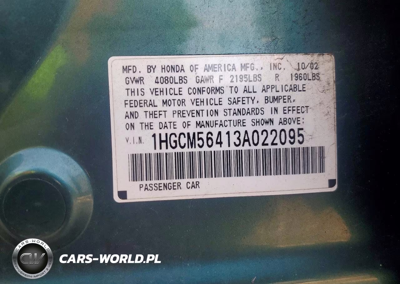 2003 Honda Accord Lx VIN:1HGCM56413A022095 - 13