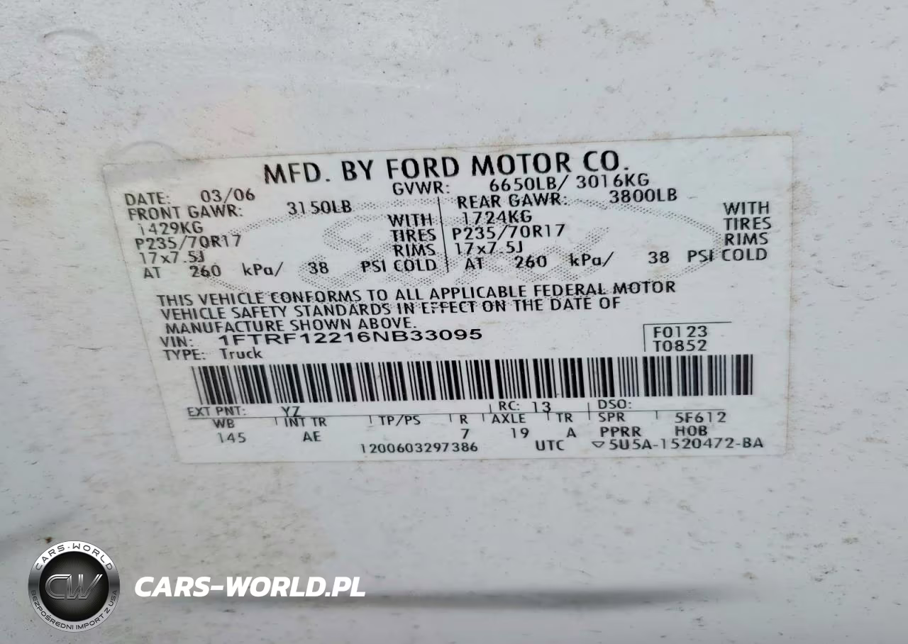 2006 Ford F150 Xl VIN:1FTRF12216NB33095 - 12