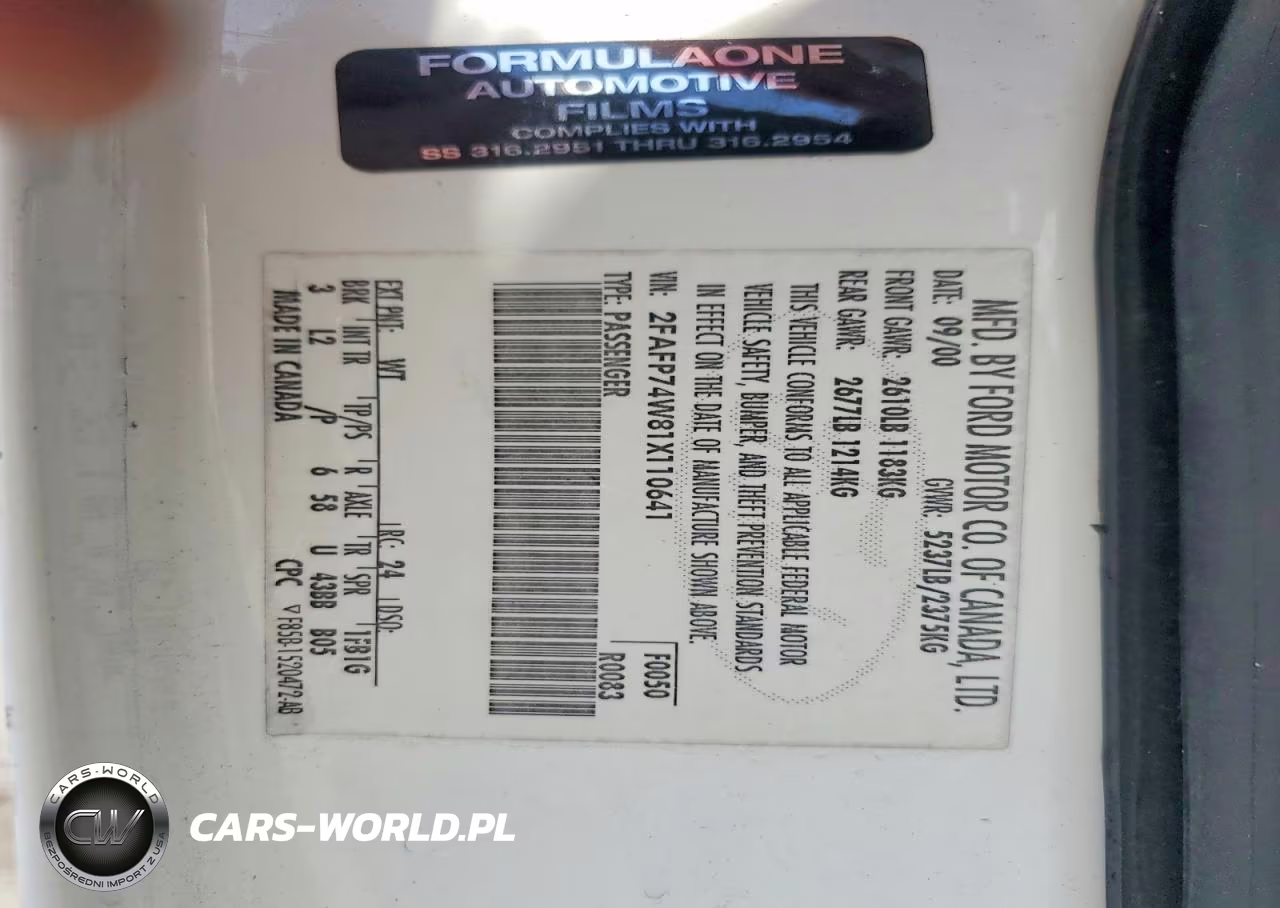 2001 Ford Crown Victoria Lx VIN:2FAFP74W81X110641 - 12