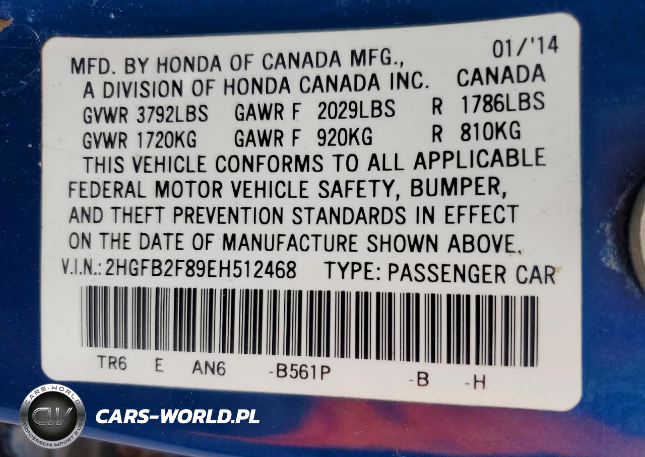 2014 Honda Civic Ex VIN:2HGFB2F89EH512468 - 12