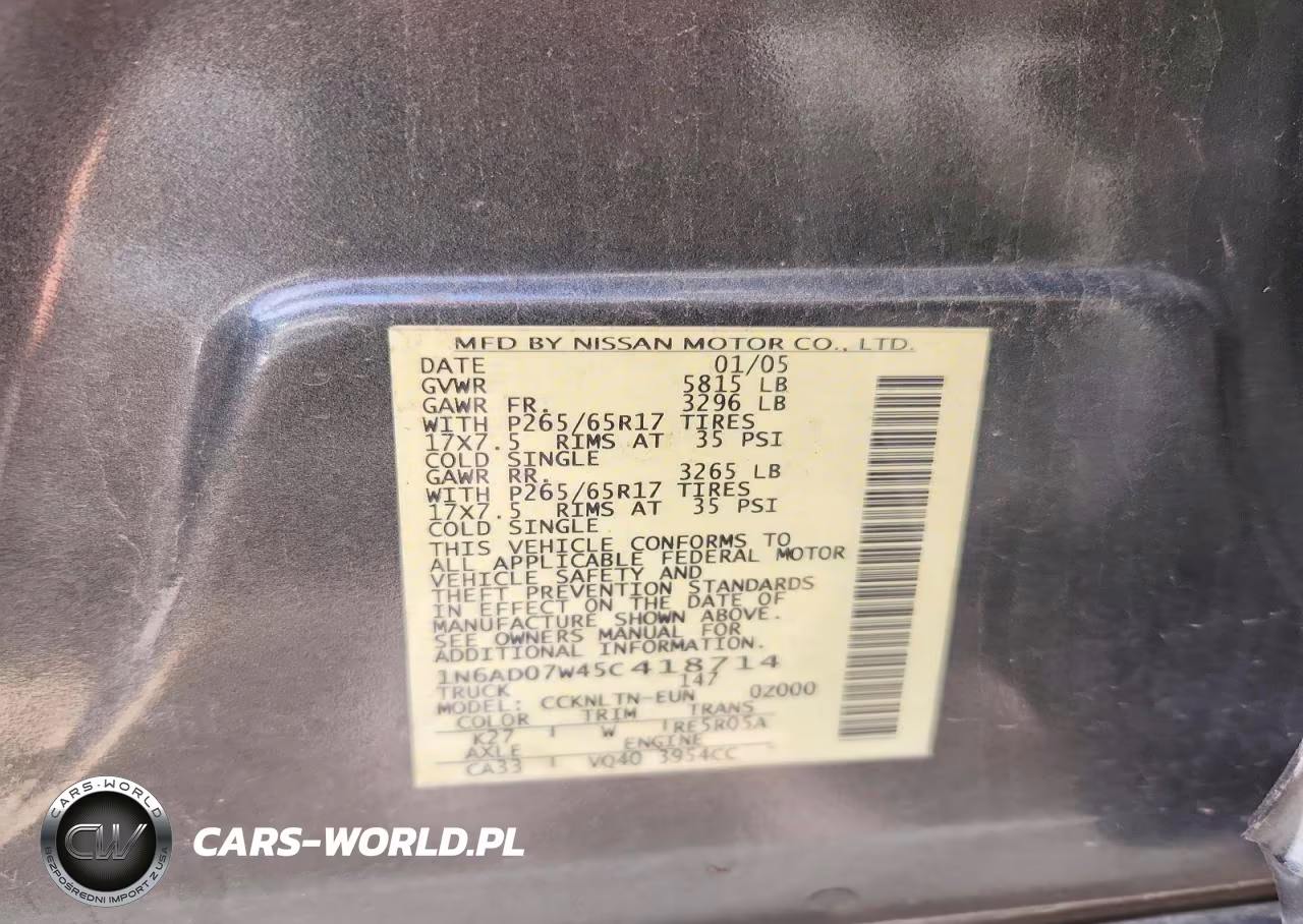 2005 Nissan Frontier Se VIN:1N6AD07W45C418714 - 12