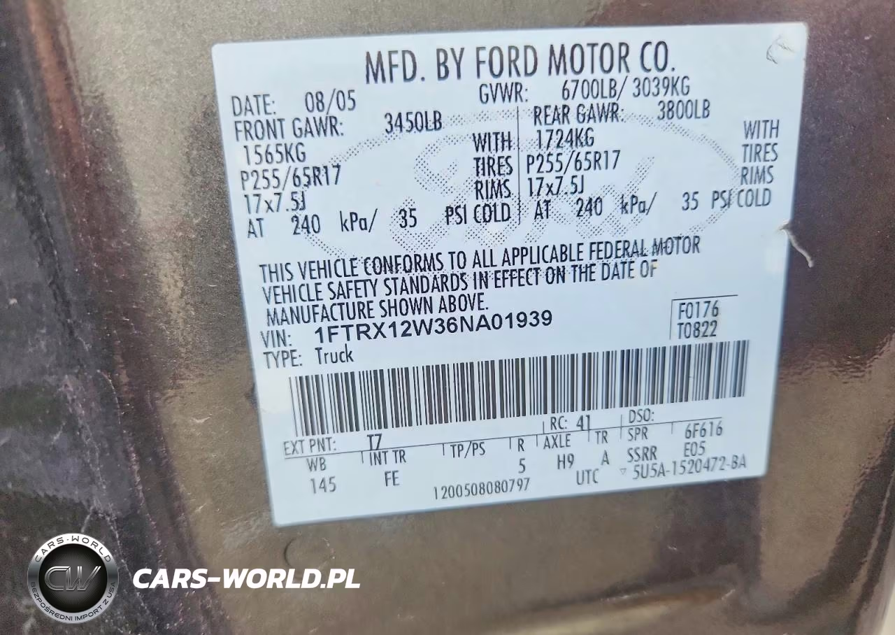 2006 Ford F150 VIN:1FTRX12W36NA01939 - 12