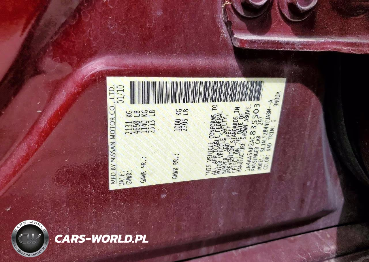 2010 Nissan Maxima 3.5 S VIN:1N4AA5AP2AC835503 - 13