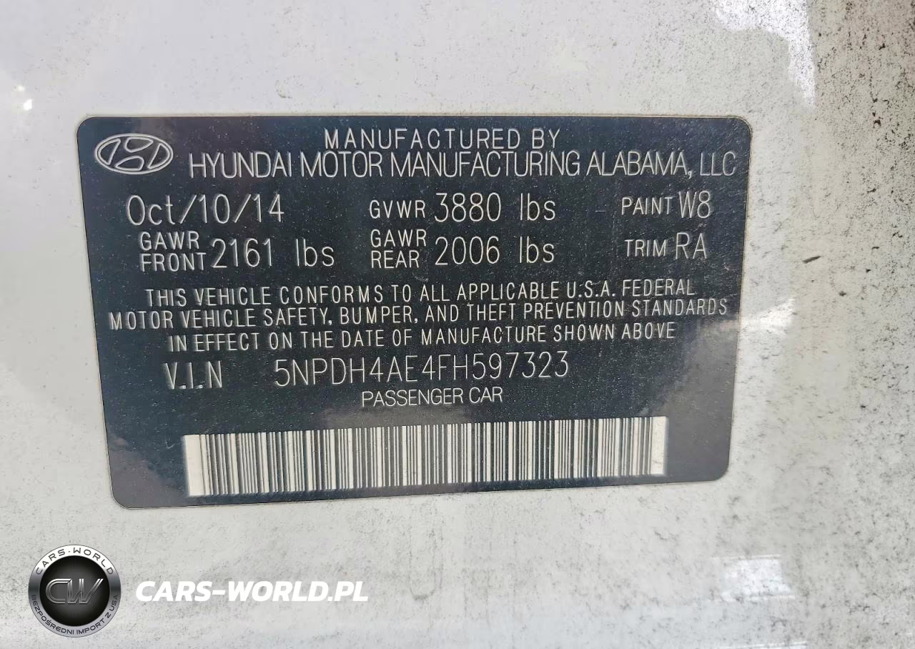 2015 Hyundai Elantra Se VIN:5NPDH4AE4FH597323 - 12