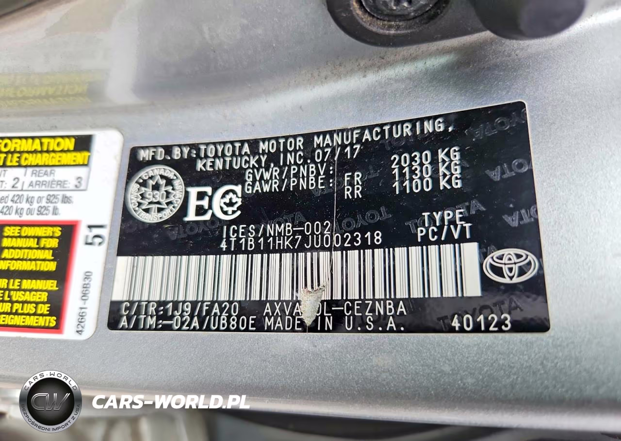 2018 Toyota Camry L VIN:4T1B11HK7JU002318 - 12